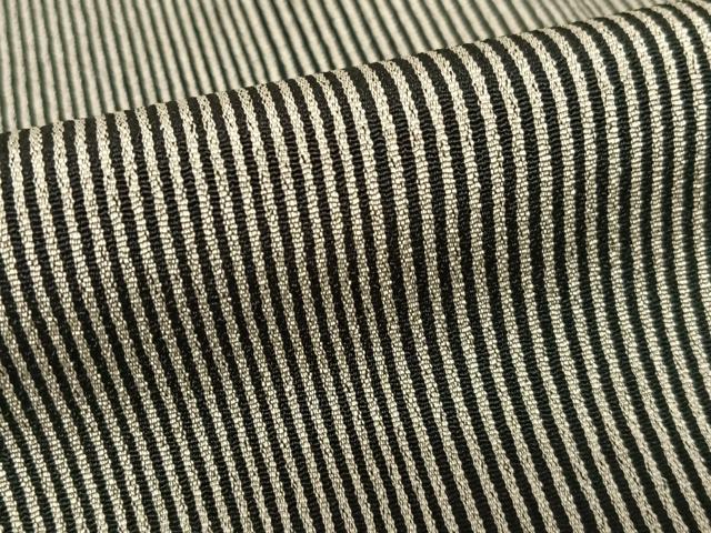 平和屋着物○上質な小紋 縞 白橡色×黒白 正絹 逸品 未