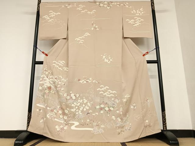 平和屋着物●訪問着　松竹梅　立波風景花文　暈し染め　金彩　正絹　逸品　DAAU5620ps 平和屋着物○訪問着 松竹梅 立波風景花文 暈し染め 金彩 正絹