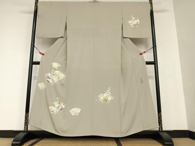 平和屋着物●京加賀友禅　百貫石峰　訪問着　地紙花文　正絹　逸品　AAAU8152zg