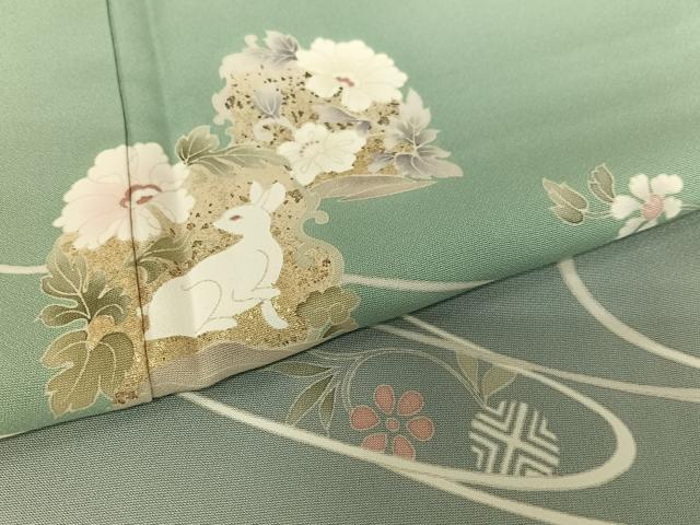 平和屋着物○訪問着 流水花兎 暈し染め 金彩 正絹 逸品 AAAU8164zg