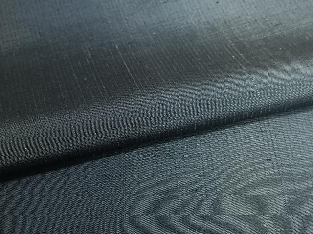 平和屋着物○三彩茶染紬 縞 三唱織物 反端付き 正絹