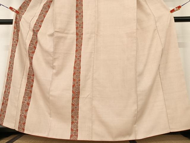 平和屋着物○訪問着 紬地 手描き 更紗花間道 正絹 逸品 AAAU8174zg