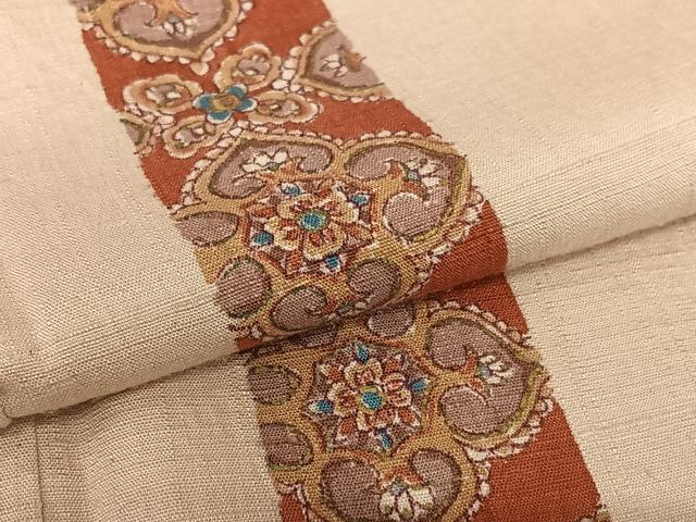 平和屋着物●上質な小紋　紬地　更紗花間道　正絹　逸品　未使用　AAAW9404br 平和屋着物○上質な小紋 紬地 更紗花間道 正絹 逸品 未