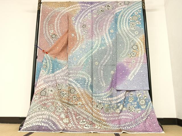 平和屋着物●豪華振袖　辻が花　暈し染め　丹後縮緬　　仮絵羽　逸品　未使用　AAAU8175zg