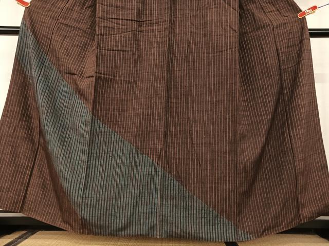 平和屋着物○訪問着 紬地 縞 正絹 逸品 AAAU8179zg