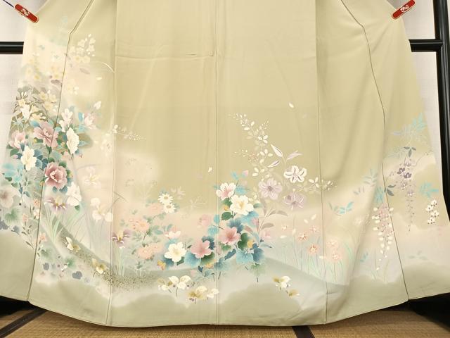 平和屋着物□訪問着 手描き 草花文 暈し染め 金銀彩 正絹 逸品