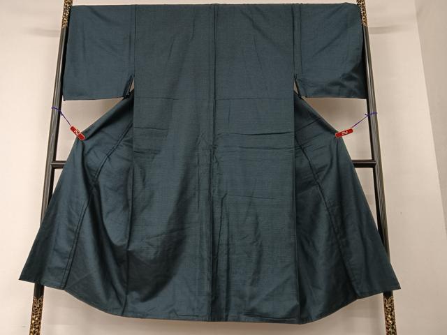 平和屋着物○男性 お召 アンサンブル 袖無し羽織セット 縞 正絹 逸品  