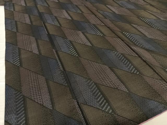 平和屋着物○本場大島紬 9マルキ 斜縞 黒地 さが美扱い 正絹 逸品