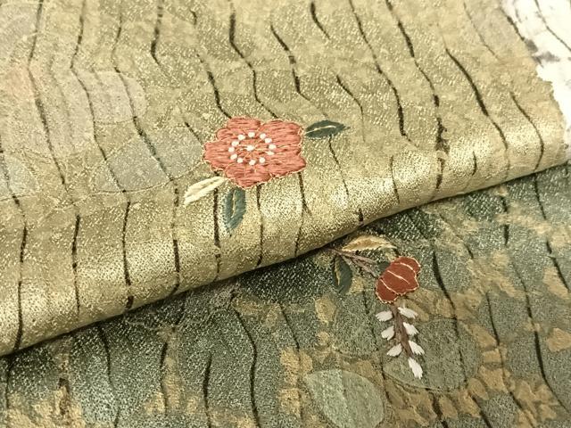 平和屋着物○訪問着 刺繍 市松花文 金彩 正絹 逸品 AAAU8209zg