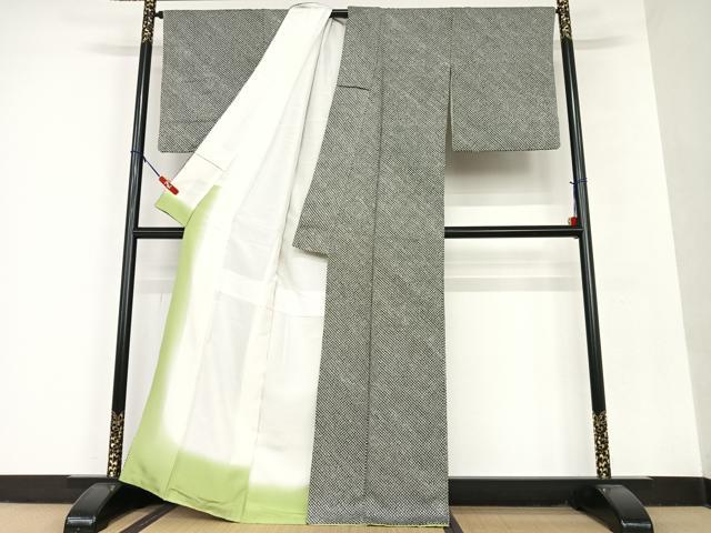 平和屋着物○大変加工の良い総絞り小紋 黒地 ますいわ屋扱い