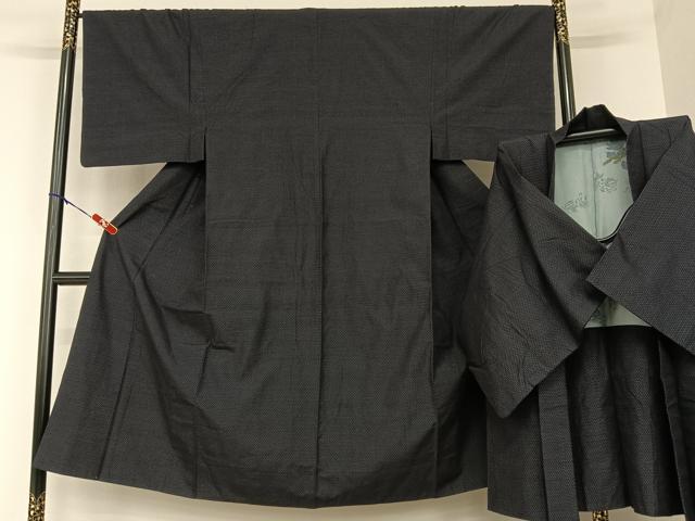 平和屋着物●男性　紬　アンサンブル　十字絣　正絹　逸品　AAAU8241zg