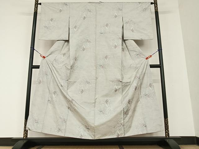 平和屋着物○本場大島紬 白大島 9マルキ 草花文 正絹 逸品 DAAV1519tw