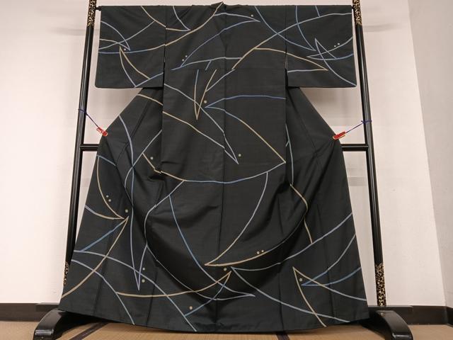 平和屋着物●極上　本場染大島紬　訪問着　幾何学文様　正絹　逸品　AAAU8246zg