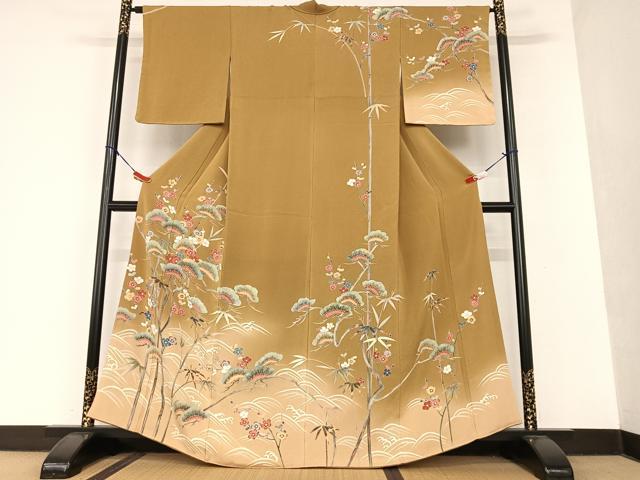 平和屋着物○訪問着 友禅 松竹梅文 金彩 正絹 逸品 AAAZ2411ph