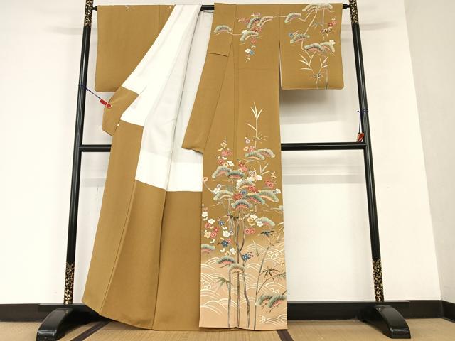 平和屋着物○訪問着 友禅 草花文 暈し染め 鬼しぼ縮緬 正絹