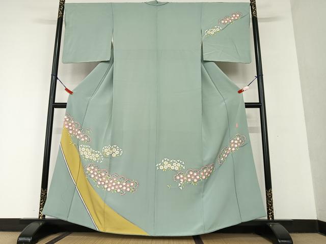 平和屋着物●本加賀友禅作家　木村喜博　訪問着　草花文　正絹　逸品　AAAU8274zg