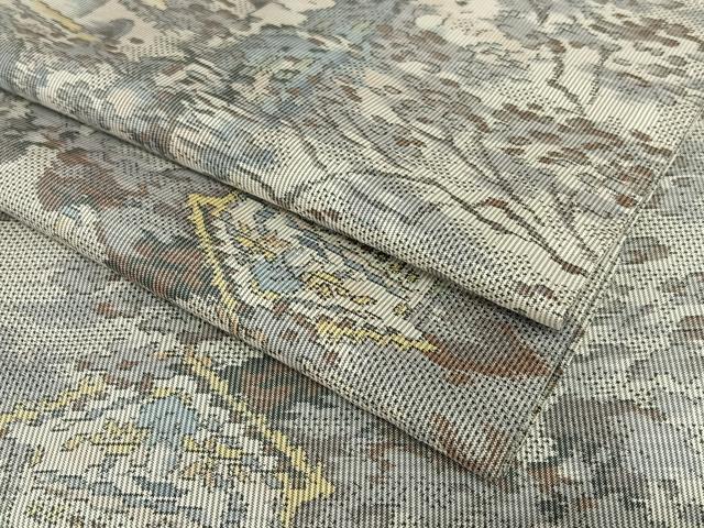 平和屋着物●本場大島紬　白大島　7マルキ　総絣　風景文　正絹　逸品　AAAU8279zg