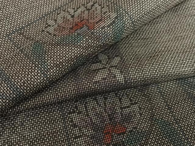 平和屋着物●本場大島紬　泥染め　9マルキ　短冊花唐草文　正絹　逸品　未使用　AAAU8286zg