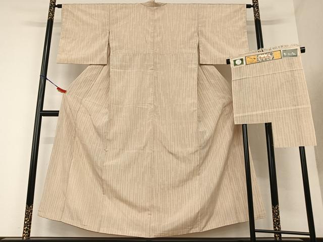 平和屋着物○本塩沢 やまだ織 110亀甲 雪の中のきれ 斜線