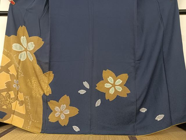 平和屋着物○訪問着 駒刺繍 絞り 舞桜文 暈し染め 金彩