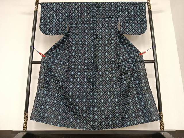 平和屋着物▽久留米絣 単衣 花菱文 綿 逸品 AAAU8325zg