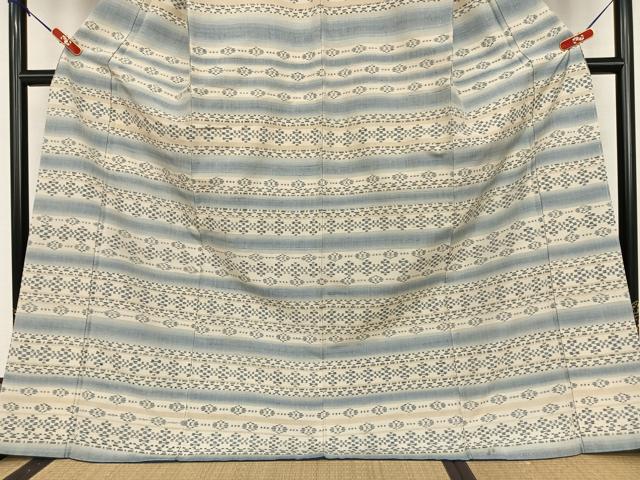 平和屋着物○極上 紬 訪問着 横段文 ゑり善扱い ロング丈