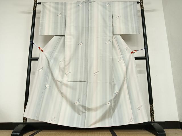 平和屋着物○紬 訪問着 刺し子 作家物 松竹梅 正絹 逸品 AAAU0030np