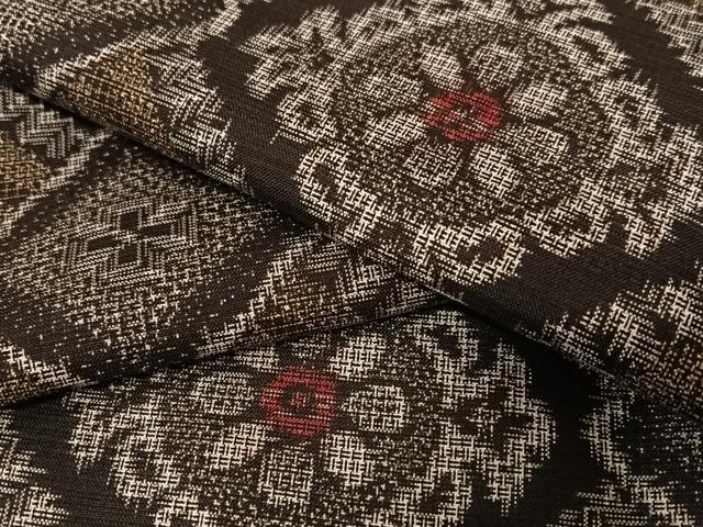 平和屋着物●本場大島紬　割込み絣　花菱文　正絹　逸品　AAAU8350zg