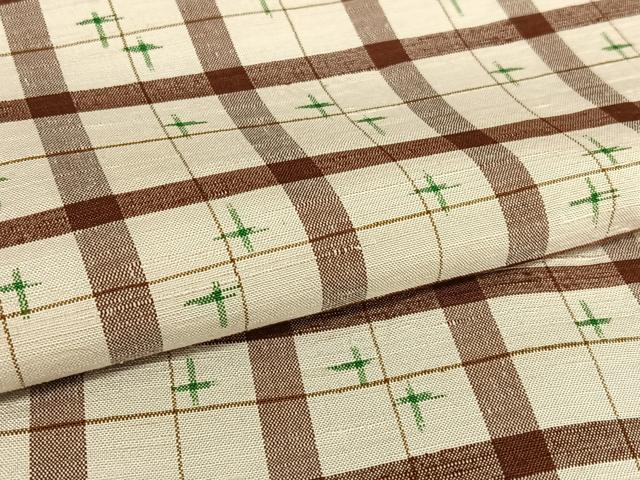 平和屋着物○上質な紬 格子 正絹 逸品 AAAU8352zg