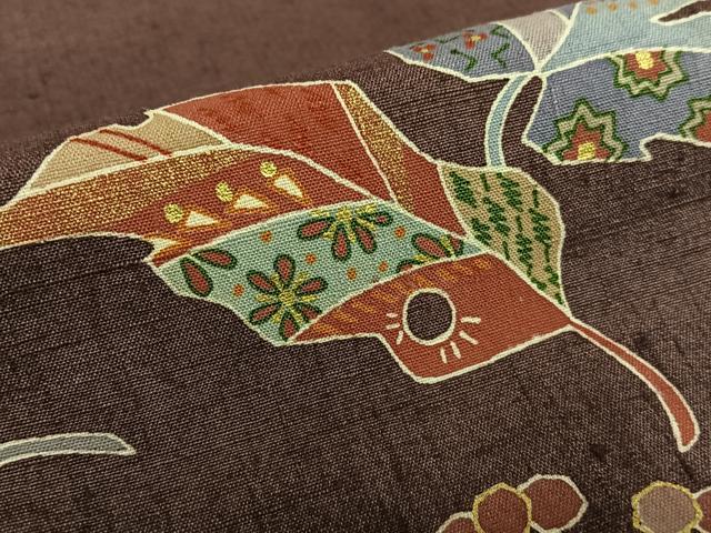 平和屋着物○訪問着 紬地 友禅 草葉文 正絹 逸品 DAAU5095ps