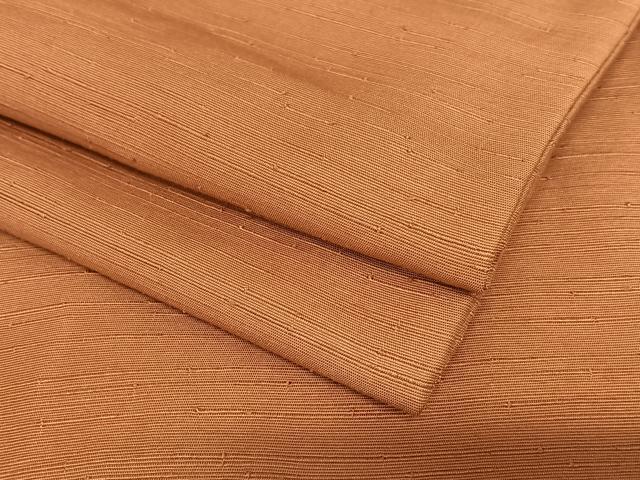 平和屋着物●男性　紬　色無地　銀朱色　正絹　逸品　AAAU8363zg