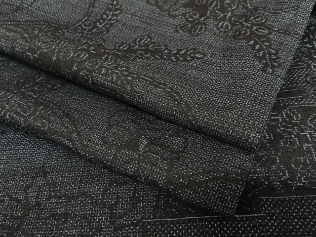 平和屋着物●本場結城紬　重要無形文化財　100亀甲　草花文　正絹　逸品　AAAU8373zg