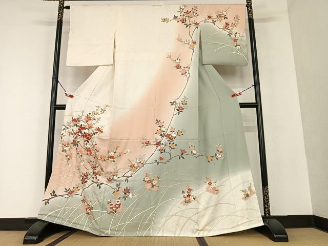 平和屋着物○結城紬 80亀甲 花間道 正絹 逸品 AAAZ4508ph