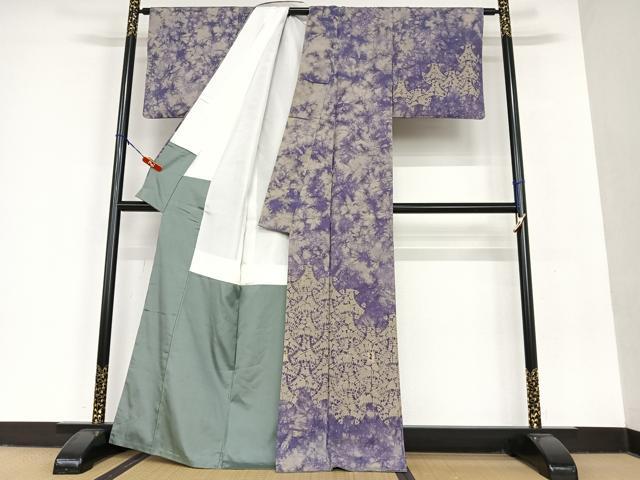 平和屋本店■小紋　反物　着尺　紬ちりめん　立筋ぼかし　逸品　未使用　DZAA11090kh5 平和屋本店□小紋 反物 着尺 紬ちりめん 立筋ぼかし 逸品 未使用