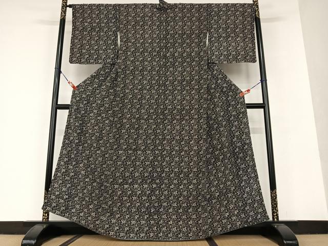 平和屋着物▽上質な小紋 単衣 変わり縞 鬼しぼ縮緬 正絹 逸品