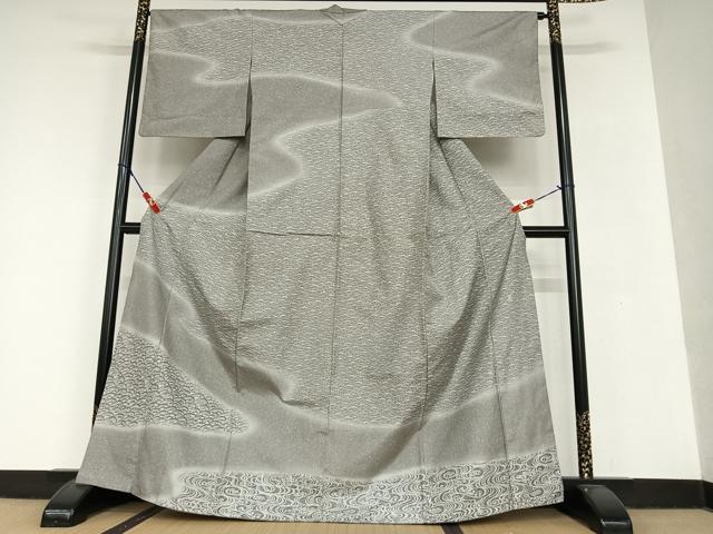 平和屋着物●二代目 川村久太郎　本場染大島紬　訪問着　流水芝草文　正絹　逸品　AAAU8467zg