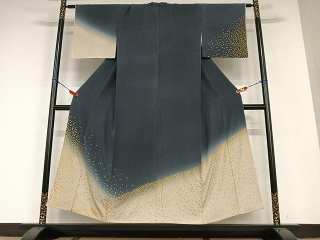 平和屋着物●訪問着　舞葉文　暈し染め　金彩　ますいわ屋扱い　正絹　逸品　AAAU8468zg