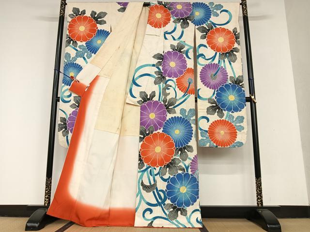 平和屋着物○名門 藤娘きぬたや・総絞り 小紋 草花文 正絹