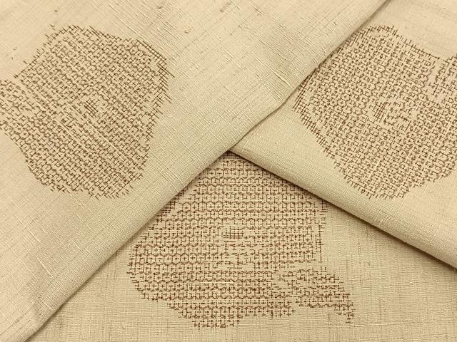 平和屋着物▽結城紬　単衣　100亀甲　舞花文　正絹　逸品　未使用　AAAU8510fy