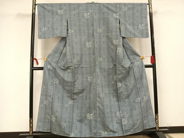 平和屋着物▽上質な紬 　単衣　源氏車文 　正絹　逸品　未使用　AAAU8533fy 平和屋着物▽上質な紬 単衣 源氏車文 正絹 逸品 未使用 AAAU8533fy