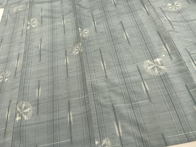平和屋着物▽上質な紬 　単衣　源氏車文 　正絹　逸品　未使用　AAAU8533fy 平和屋着物▽上質な紬 単衣 源氏車文 正絹 逸品 未使用 AAAU8533fy
