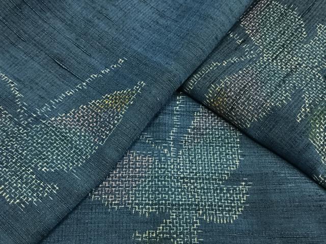 平和屋着物▽上質な紬　単衣　舞蝶文　大丸扱い　正絹　逸品　AAAU8545fy