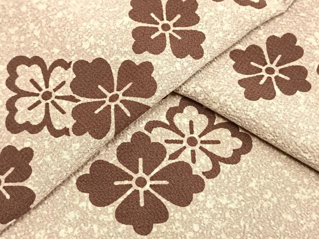 平和屋着物▽小紋　単衣　舞花文　洗える着物　AAAU8547fy