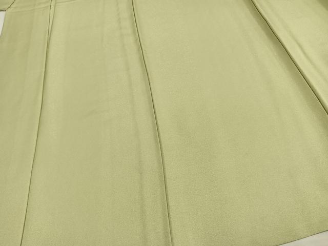 平和屋着物▽上質な色無地 単衣 若葉色 銀通し地 正絹