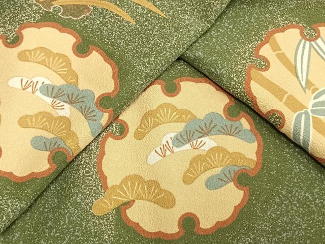 平和屋着物▽小紋　単衣　雪輪花文　ロング丈　洗える着物　AAAU8561fy