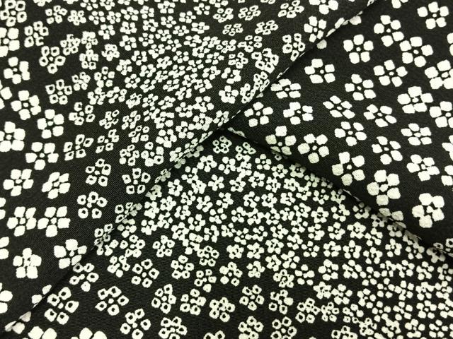 平和屋着物▽小紋　単衣　花尽くし　黒地　洗える着物　AAAU8565fy