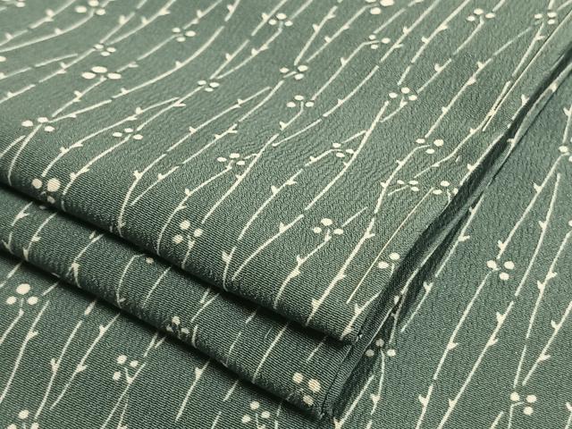 平和屋着物▽小紋　単衣　草花文　洗える着物　未使用　AAAU8569fy