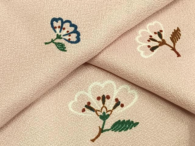 平和屋着物▽小紋　単衣　草花文　洗える着物　AAAU8573fy