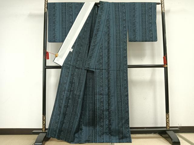 平和屋着物▽小紋 単衣 草花文 洗える着物 AAAU8579fy