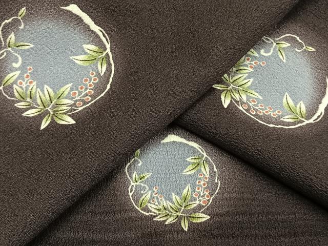 平和屋着物▽小紋　単衣　南天丸文　やまと誂製　洗える着物　AAAU8594fy